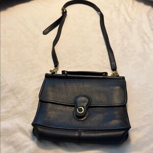 Coach Black Crossbody Bag with Matte Finish and Vintage Style